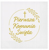 Serwetki białe PIERWSZA KOMUNIA ŚWIĘTA złoty nadruk KŁOSY IHS 33cm 20szt