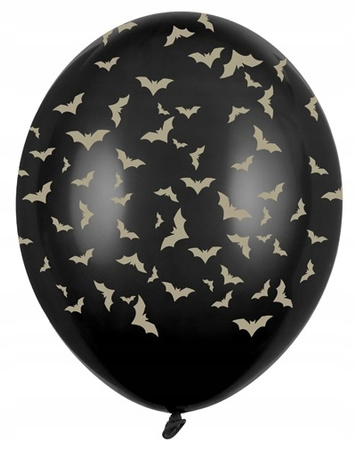 Duże Balony Czarne Nietoperze Złote Ozdoby Dekoracje na Halloween 6szt 36cm