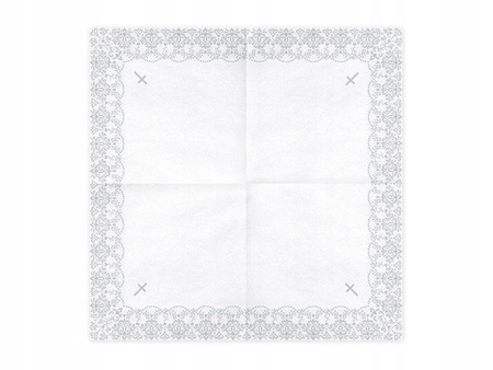 Serwetki komunijne SREBRNY ornament 33x33cm 20szt
