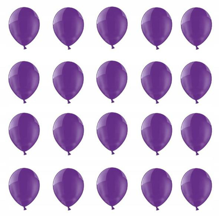 Balony 25cm Fioletowe Przezroczyste 20szt na ślub