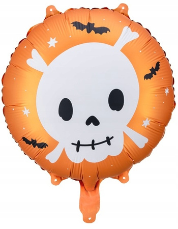 Balon foliowy Pomarańczowy Czaszka Biała Ozdoba na Urodziny Halloween 45cm