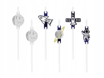 Słomki papierowe KOSMOS na urodziny roczek 6szt