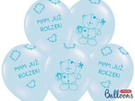 Balony na roczek MIŚ MAM JUŻ ROCZEK 5szt Niebieski