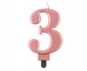 Świeczka ROSE GOLD na 3 urodziny tort RÓŻOWE ZŁOTO