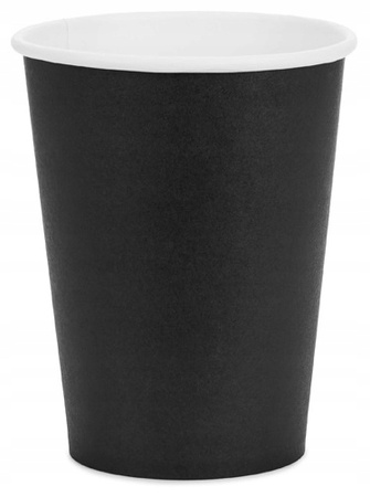 Kubeczki Papierowe Czarne na Urodziny Ślub Imprezę Halloween 250ml 6szt