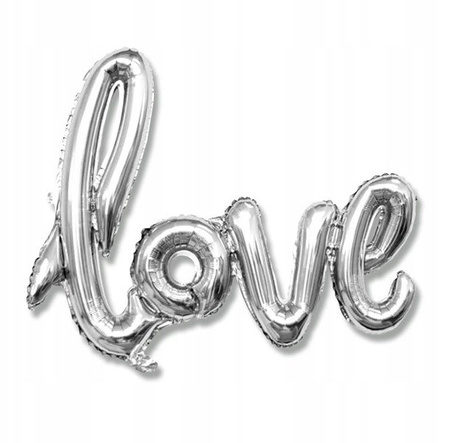Balon foliowy napis LOVE srebrny na urodziny 79cm