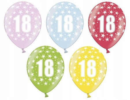DUŻE Balony na 18 osiemnastkę urodziny 5szt mix