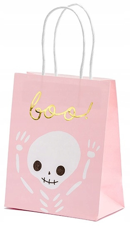 Duża Torebka BOO Różowa na Prezenty Ozdobna Urodziny Halloween 14x18x8cm