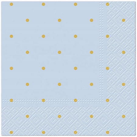 Serwetki Niebieskie w Złote Kropki na Urodziny Roczek Golden Dots 33cm 20sz