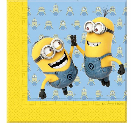 Serwetki MINIONKI papierowe 33x33cm na urodziny
