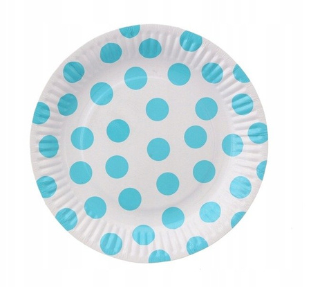 Talerzyki Groszki błękitne papierowe 18cm 6szt