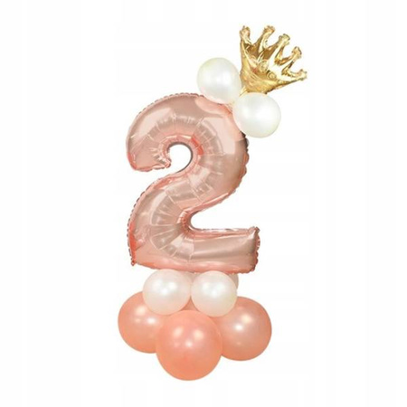 Zestaw ROSE GOLD na 2 urodziny RÓŻOWE ZŁOTO balony