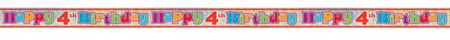 Baner napis HAPPY 4th BIRTHDAY na 4 urodziny 365cm