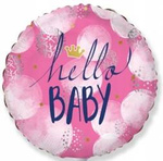 Balon foliowy HELLO BABY na baby shower różowy