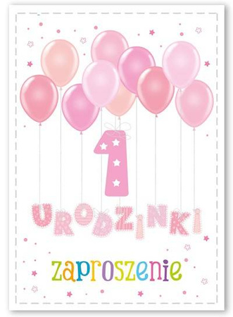 Zaproszenia na 1 URODZINY ROCZEK + koperta 10szt