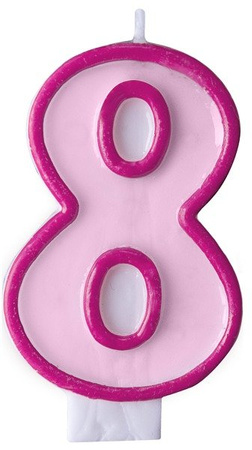 Świeczka Różowa na 8 urodziny tort cyferka 7cm