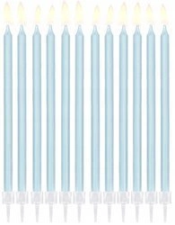 DŁUGIE Świeczki BŁĘKITNE 12szt urodziny tort 14cm