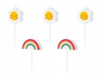 Świeczki kolorowe STOKROTKI na urodziny tort 5szt