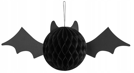 Czarny Nietoperz Honeycomb Dekoracja Wisząca na Urodziny Halloween 45x17cm