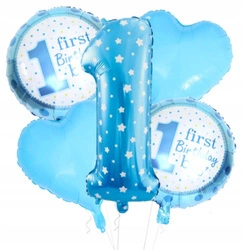 Zestaw NIEBIESKIE balony na ROCZEK CHŁOPCA 5szt