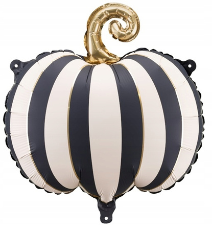 Balon foliowy Dynia Paski Kremowe Czarne Dekoracja na Halloween 39x38cm