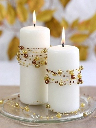 Girlandy ZŁOTE perłowe PERŁY na stół 1,3m x 5szt