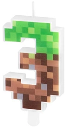 Świeczka na piku PIKSELE zielona cyfra 3 na urodziny tort jubileusz 7cm