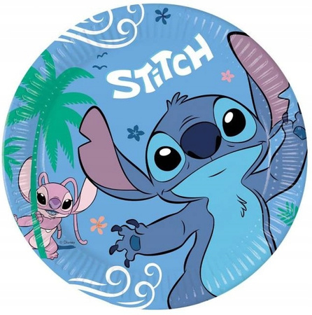Talerzyki papierowe Lilo Stitch i Angel dekoracyjne na urodziny 23cm 8szt