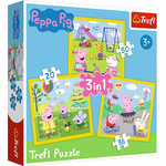 Puzzle ŚWINKA PEPPA Wesoły dzień układanka 3w1 PREZENT dla dzieci TREFL 3+