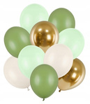 Zestaw balonów GLOSSY ZŁOTE PISTACJA ROZMARYN na urodziny ślub 10szt 30cm