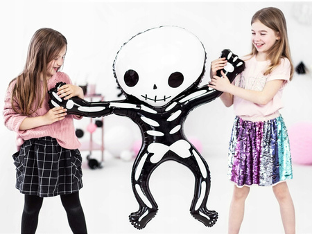 Duży Balon foliowy Szkielet Czarny Ozdoba Dekoracja na Halloween 84x100cm
