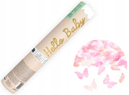 Tuba Strzelająca Girl Różowe Motylki na Babby Shower Gender Reveal 20cm
