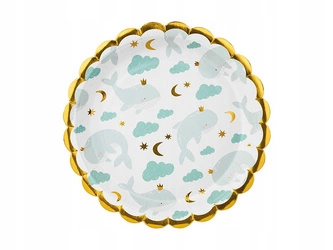 Talerzyki WIELORYBY na URODZINY roczek 6szt 18cm