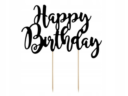 TOPPER na tort HAPPY BIRTHDAY CZARNY 22,5cm ROCZEK
