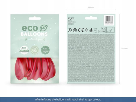 Balony ECO 30cm pastelowe JASNY CZERWONY 10szt