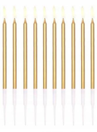 DŁUGIE Świeczki ZŁOTE 10szt urodziny na tort 14cm