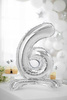 Stojący balon folia Cyfra 6 SREBRNY 90cm urodziny