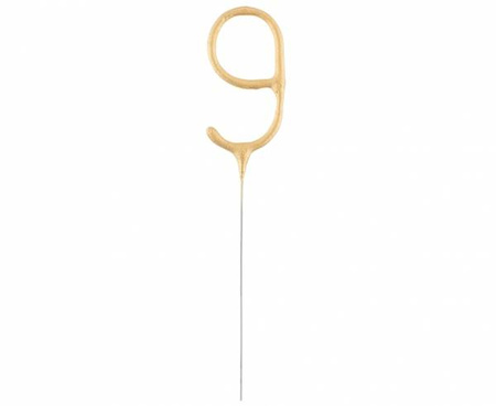 Zimne ognie sztuczne ZŁOTA CYFRA 9 urodziny tort