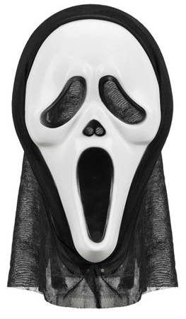 Maska Biało-Czarna Duch z Kapturem Strój Przebranie na Halloween 18x31cm