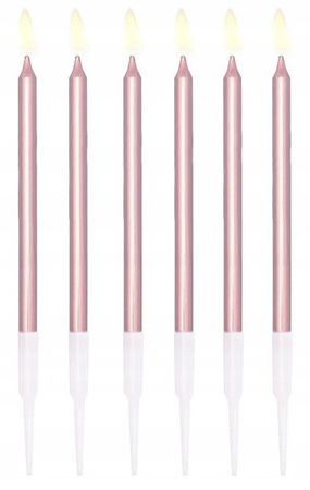 DŁUGIE Świeczki RÓŻOWE ZŁOTO na urodziny ROSE GOLD