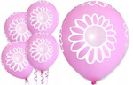 Balony RÓŻOWE W BIAŁE KWIATKI na Urodziny 30cm 5sz