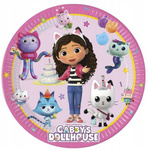 Talerzyki papierowe Koci Domek Gabi Gabby's Dollhouse na urodziny 20cm 8szt