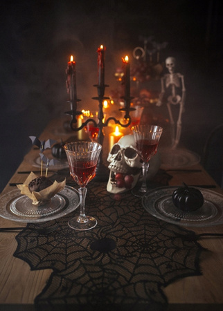 Duży Bieżnik Pajęczyna foliowy Ozdoba na Stół Urodziny Halloween 185x45cm
