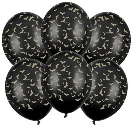 Duże Balony Czarne Nietoperze Złote Ozdoby Dekoracje na Halloween 6szt 36cm