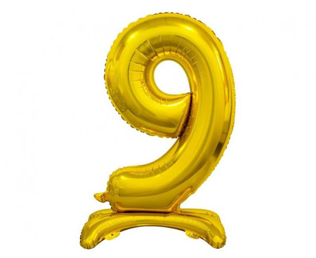 Stojący balon folia Cyfra 9 ZŁOTY 74cm urodziny