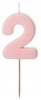 Duża Świeczka na piku Jasna Różowa cyfra 2 na urodziny jubileusz tort 5,5cm