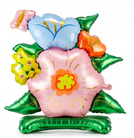Duży Balon Stojący foliowy Kwiaty Bukiet na Urodziny Roczek Party 100x116cm
