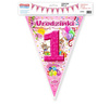 Flagi Girlanda 2m Roczek Urodziny RÓŻOWE 1 jedynki