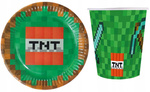 Zestaw PIKSELE talerzyki kubeczki Zielone TNT 12szt
