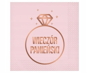 Serwetki WIECZÓR PANIEŃSKI różowe 20szt 33x33cm